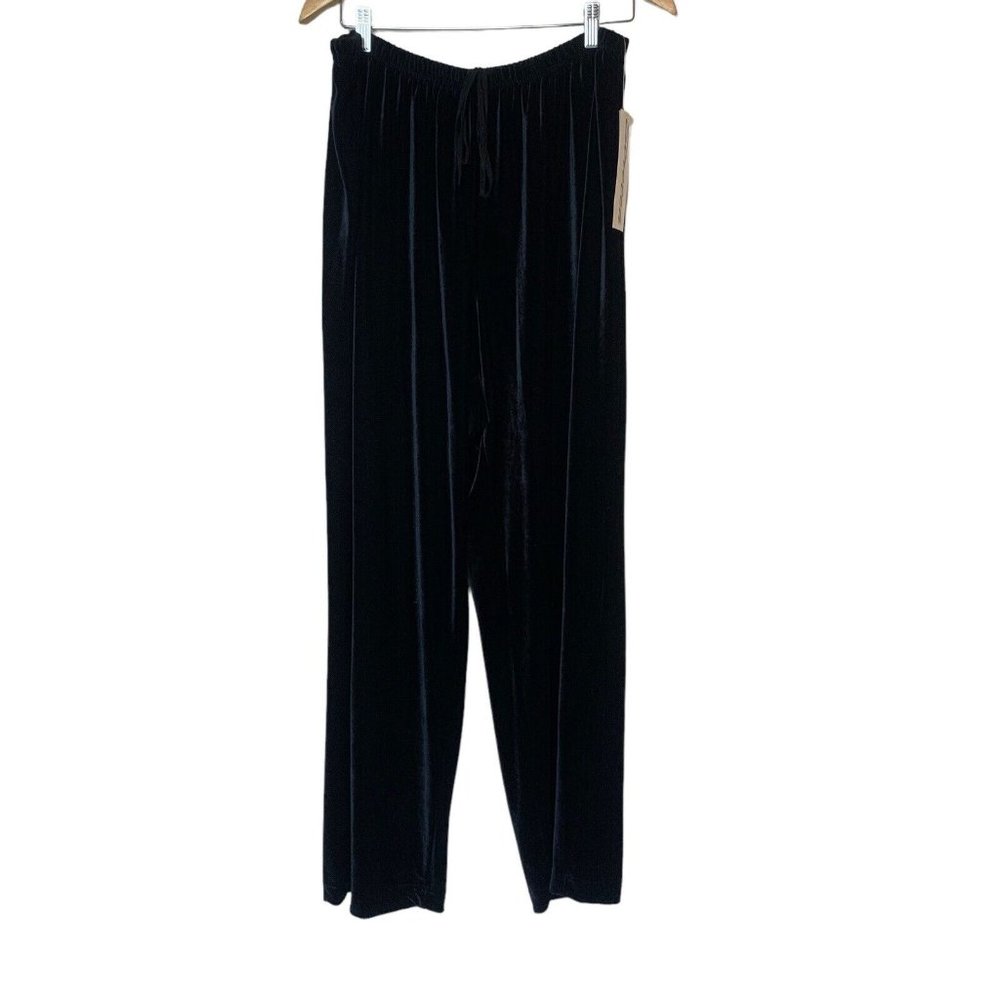 Norton Studio Women NEW Retro Black Stretch Velour Pants Womens‎ 2X Drawstring